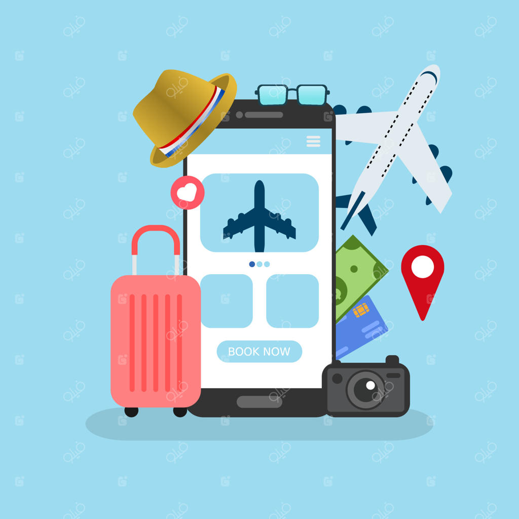 طراحی تصویرسازی وکتور دو‌بعدی سفر