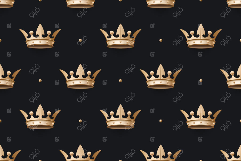 الگوی بدون درز تاج طلایی پادشاه