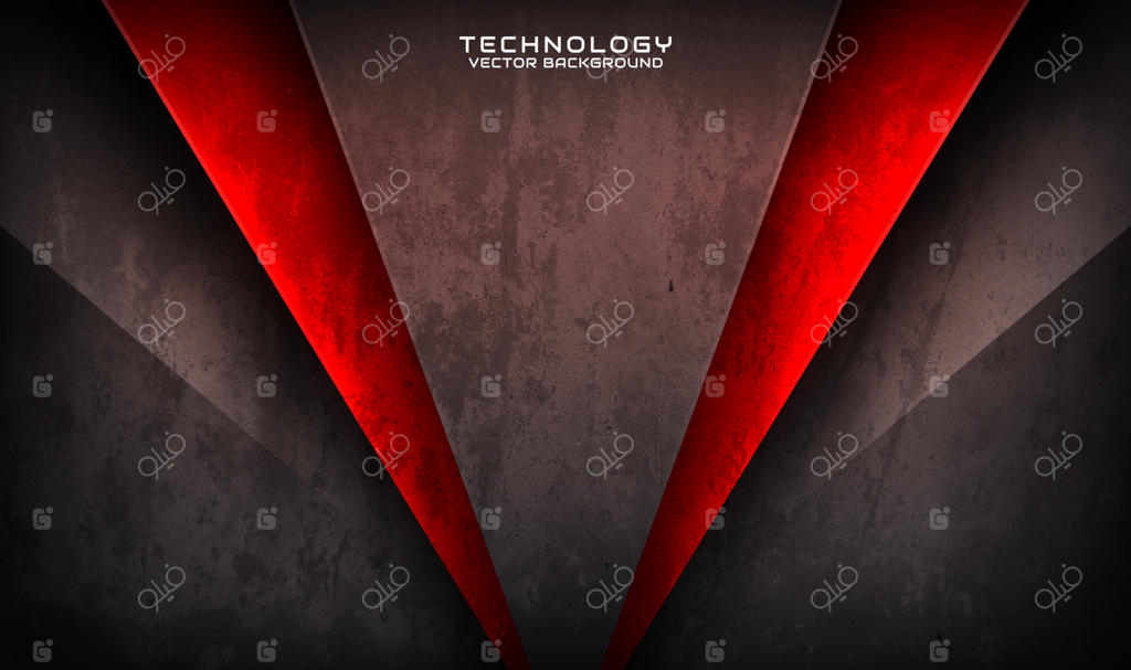 پس‌زمینه‌ی سه‌بعدی خاکستری و زمخت با تزیینات قرمز در فضاهای تیره. مفهومی مدرن برای طراحی گرافیکی به سبک لایه‌بندی برای بنر، بروشور یا جلد کارت‌های تبلیغاتی