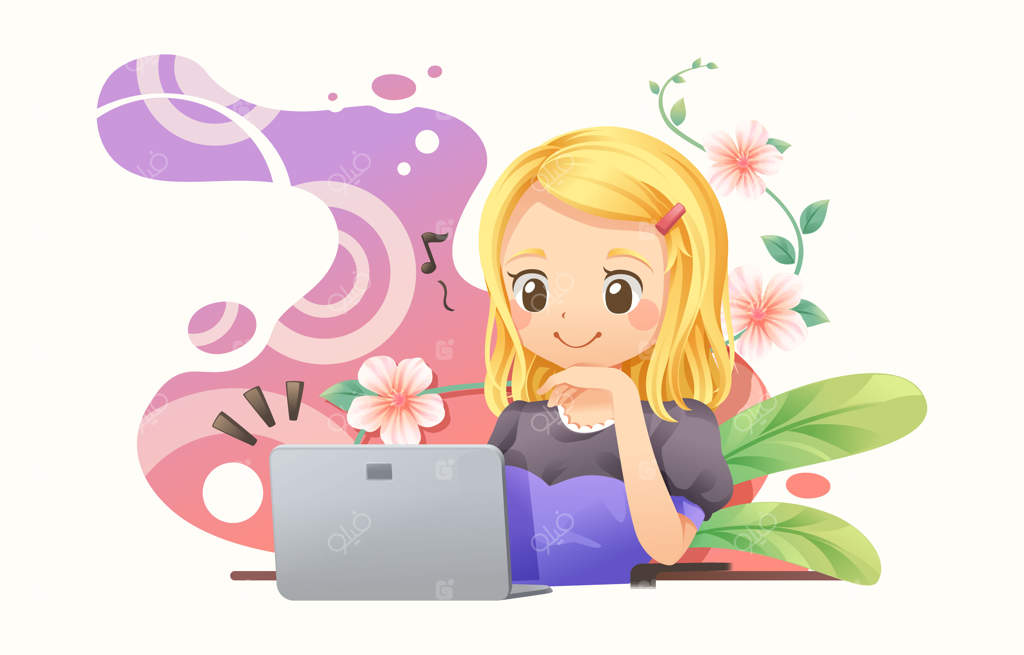 طراح گرافیک زن مشغول به کار با لپ‌تاپ