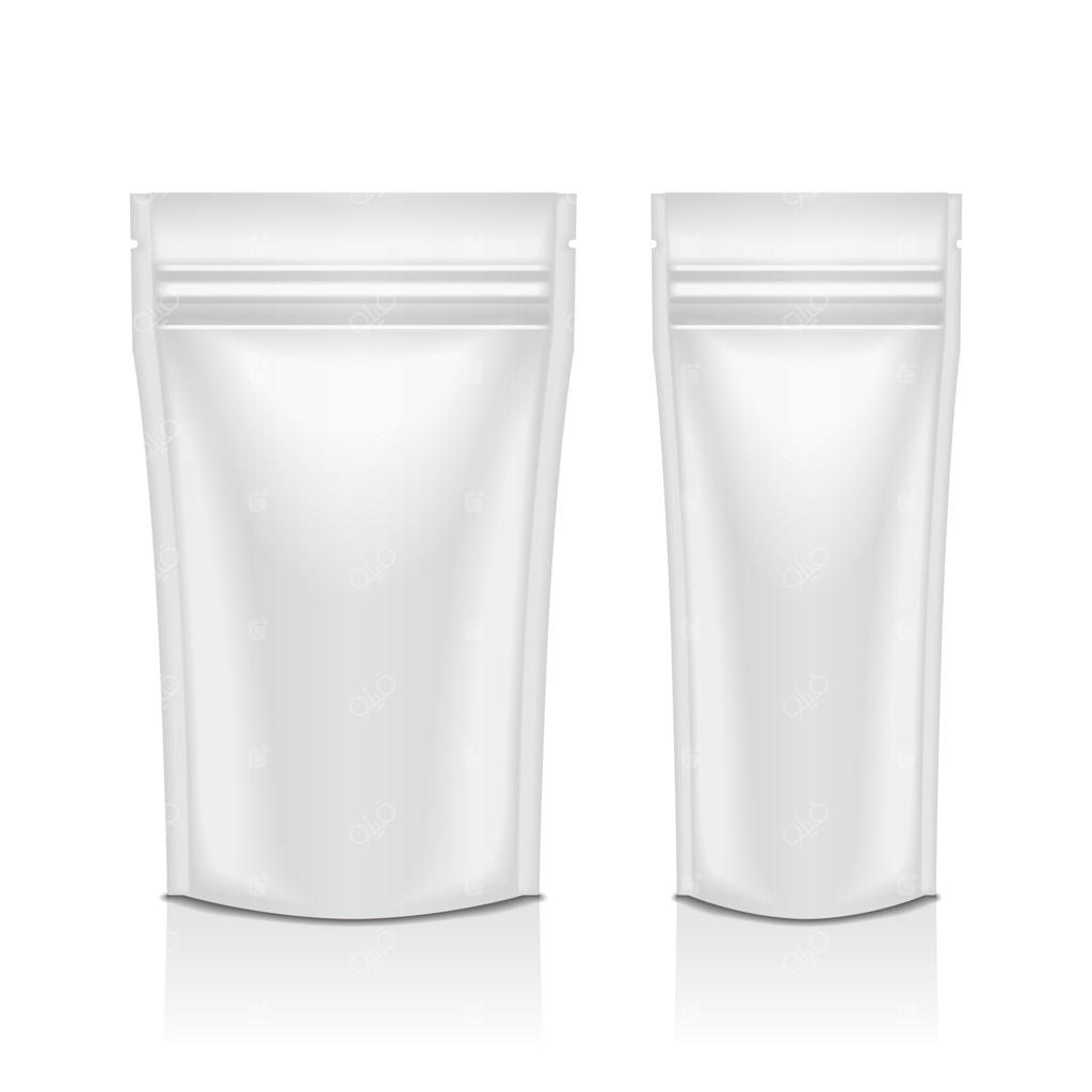 مجموعه‌ای از بسته‌بندی‌های فویلی خالی برای غذا یا لوازم آرایشی با زیپ: قالب طراحی