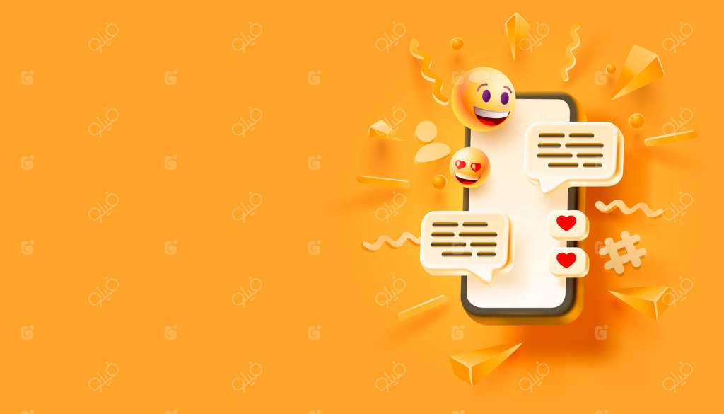 چت پیامکی در گوشی هوشمند، بنر وب برای شبکه‌های اجتماعی وکتور پس‌زمینه