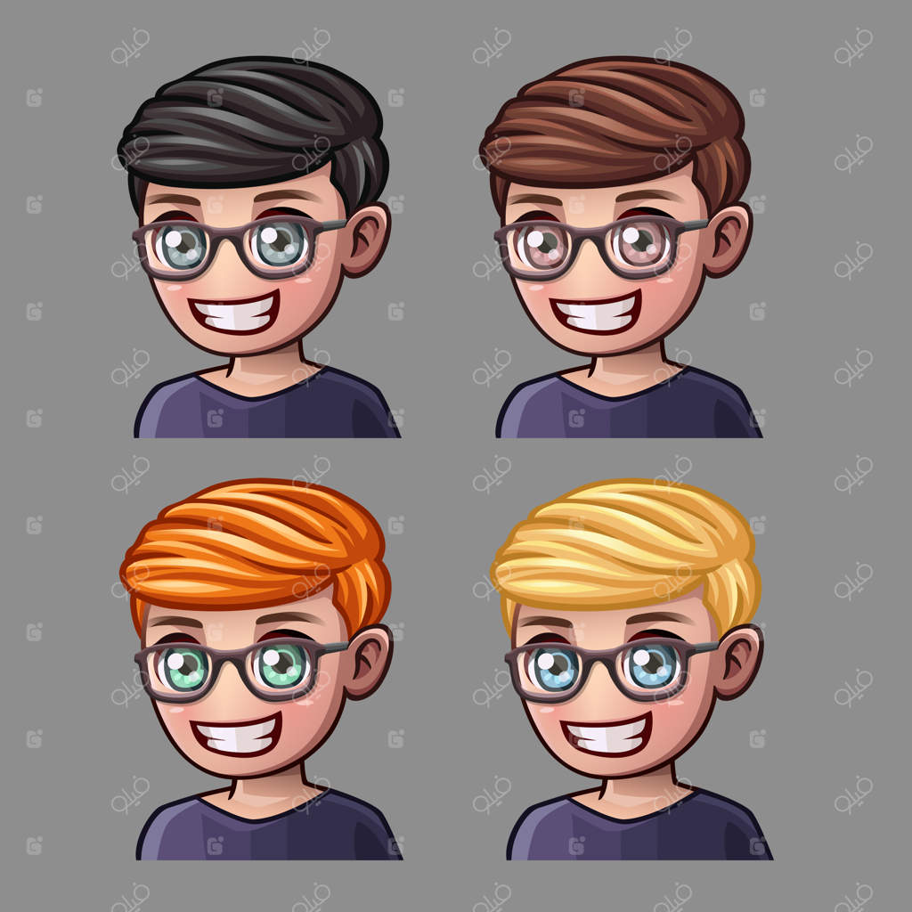 آیکون‌های احساسی: مرد عینکی لبخندزن برای شبکه‌های اجتماعی و استیکرها