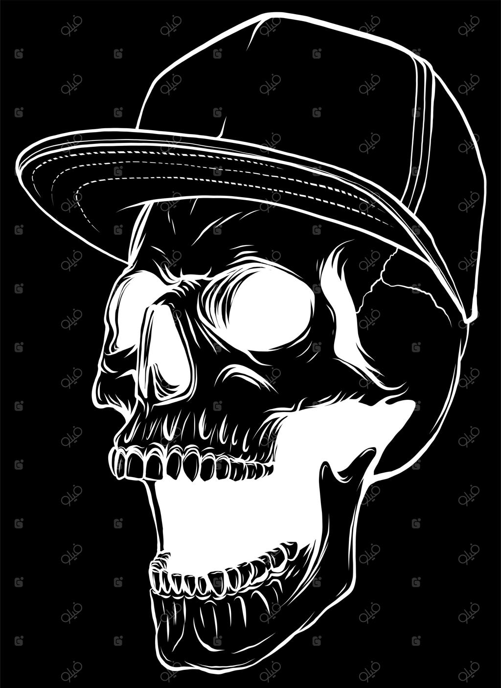 طراحی تصویر برداری از جمجمه با کلاه