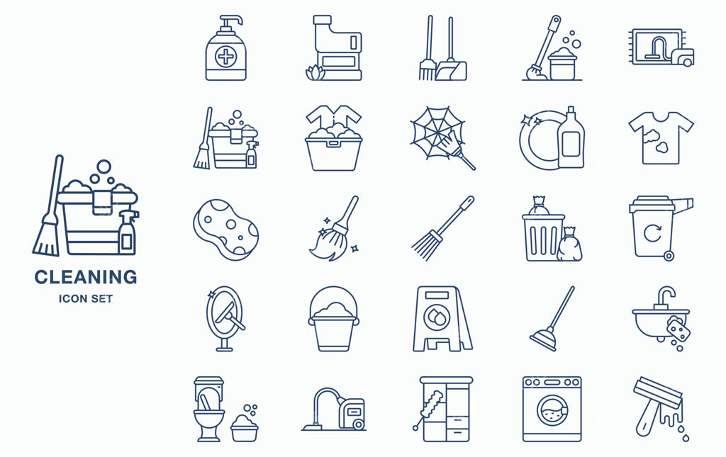 مجموعه آیکون نظافت و بهداشت خانگی