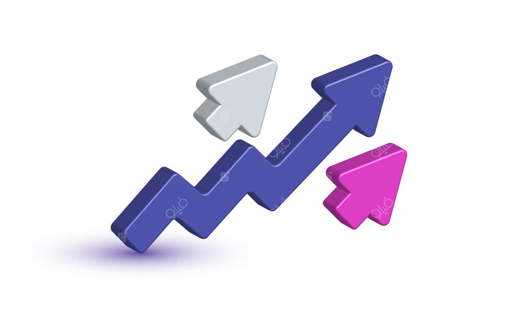 پیکان سه‌بعدی مالی خلاقانه وکتور واقع‌گرایانه در پس‌زمینه مجزا