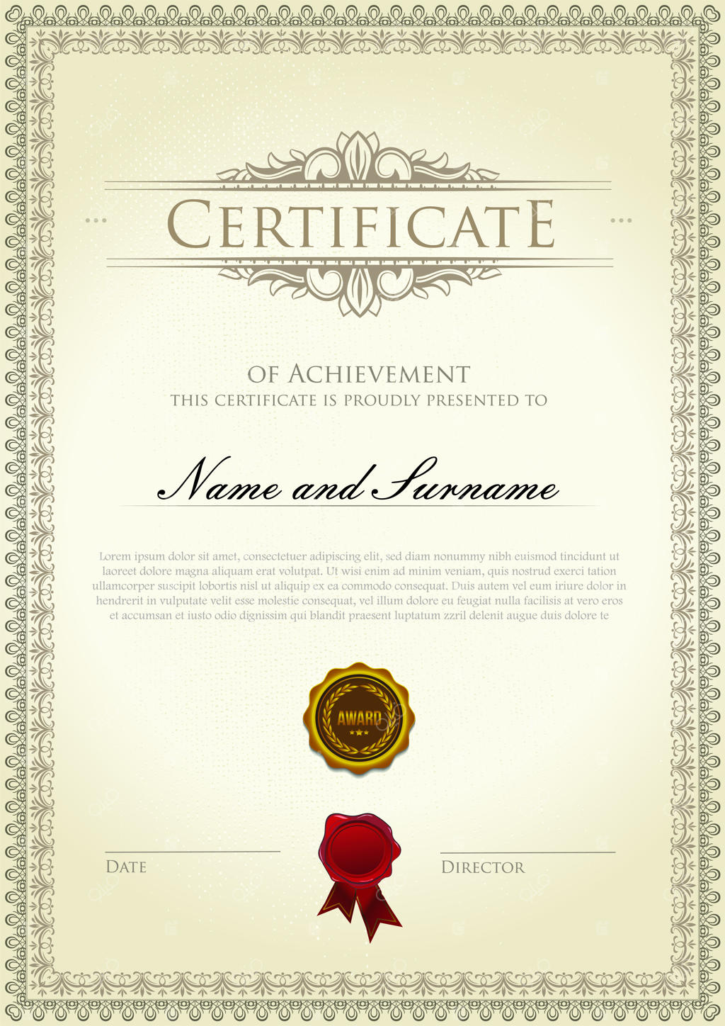 قالب گواهینامه