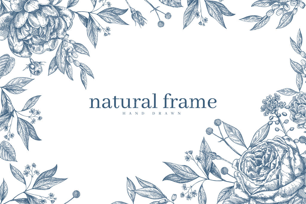 پس‌زمینه گل و گیاه وینتیج با طراحی دستی