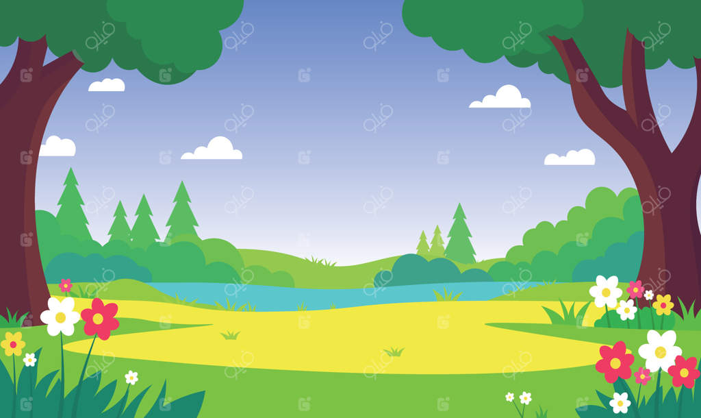 تصویری زیبا از طبیعت پارک و باغ با گل‌ها و درختان در تابستان