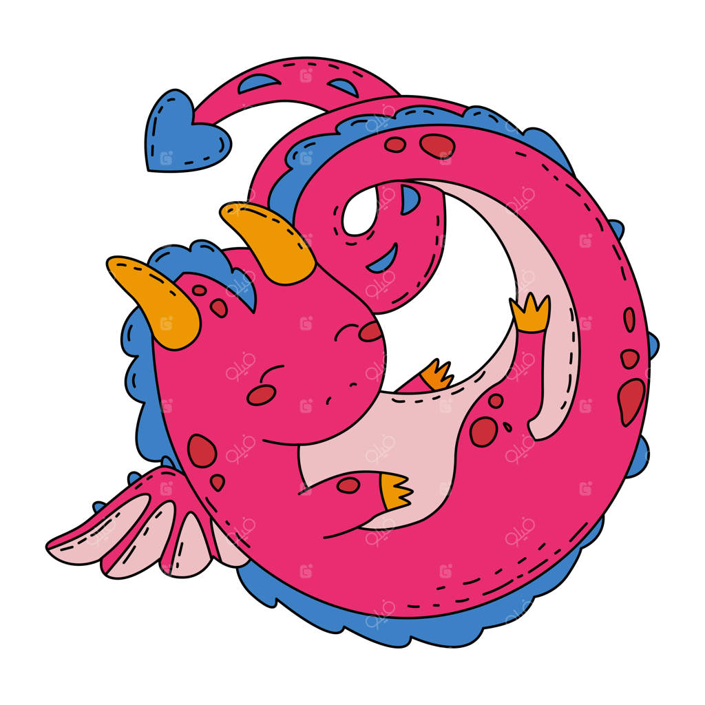 اژدها، نماد سال نو چینی 2024: یک تصویر بامزه برای تزئین لباس کودکان، ساخت برچسب و چاپ لوازم داخلی - سبک کارتونی وکتور