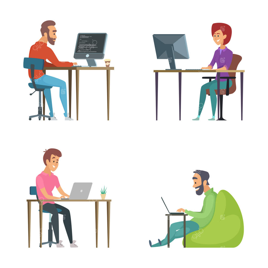 برنامه‌نویسان حرفه‌ای در حال کار.