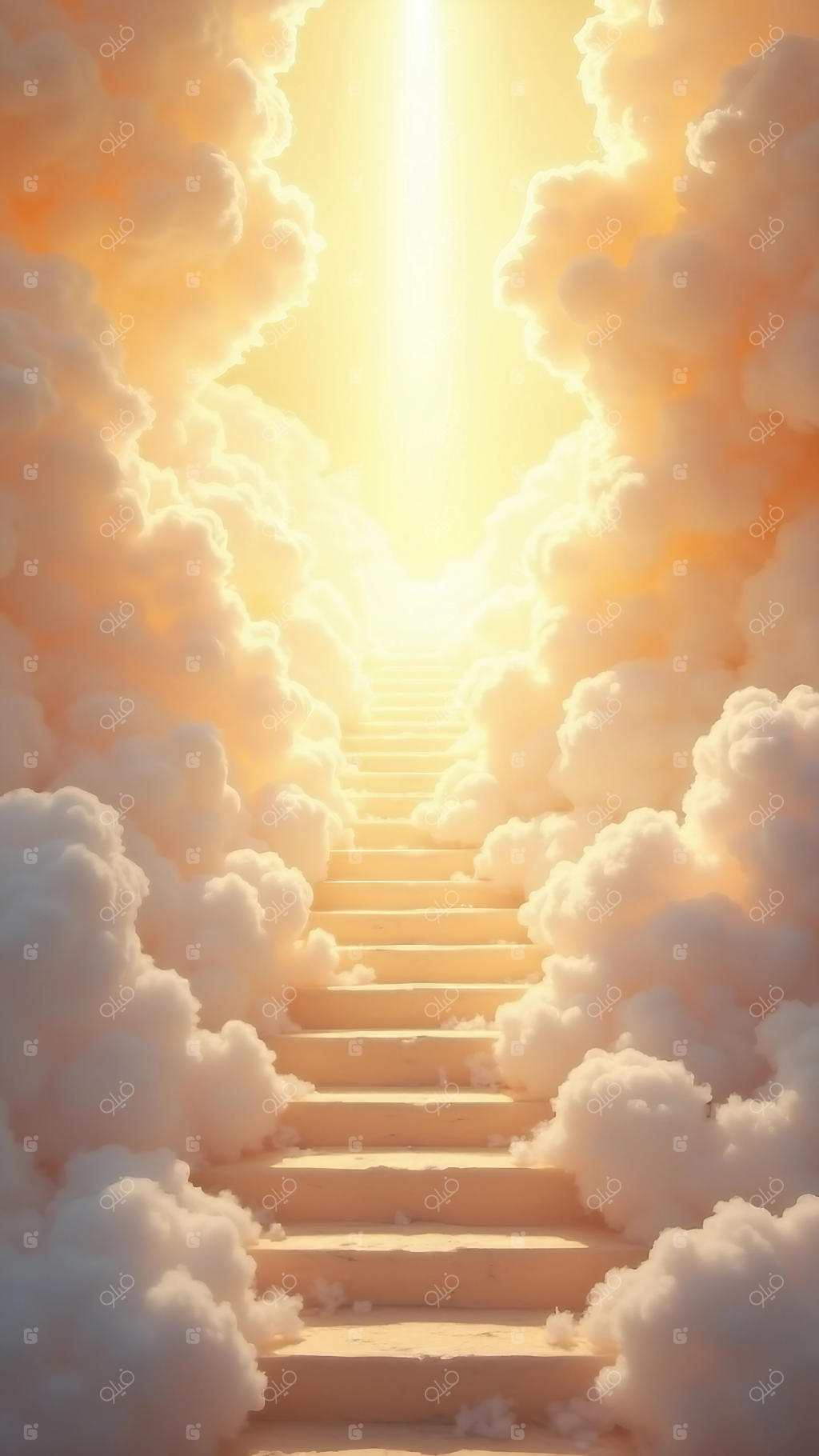 پلکانی به سوی بهشت با نوری درخشان از میان ابرها