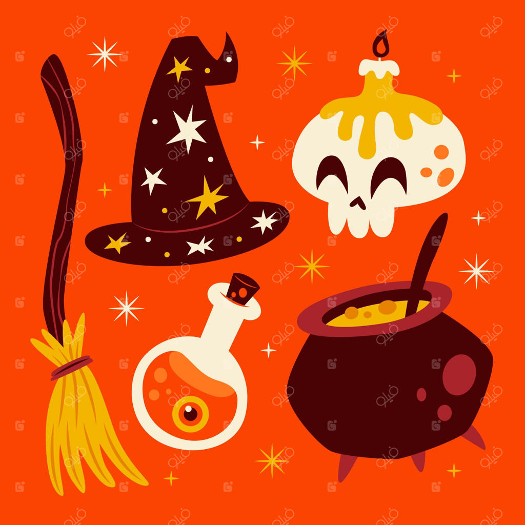 مجموعه عناصر هالووین دست‌کشیده شده