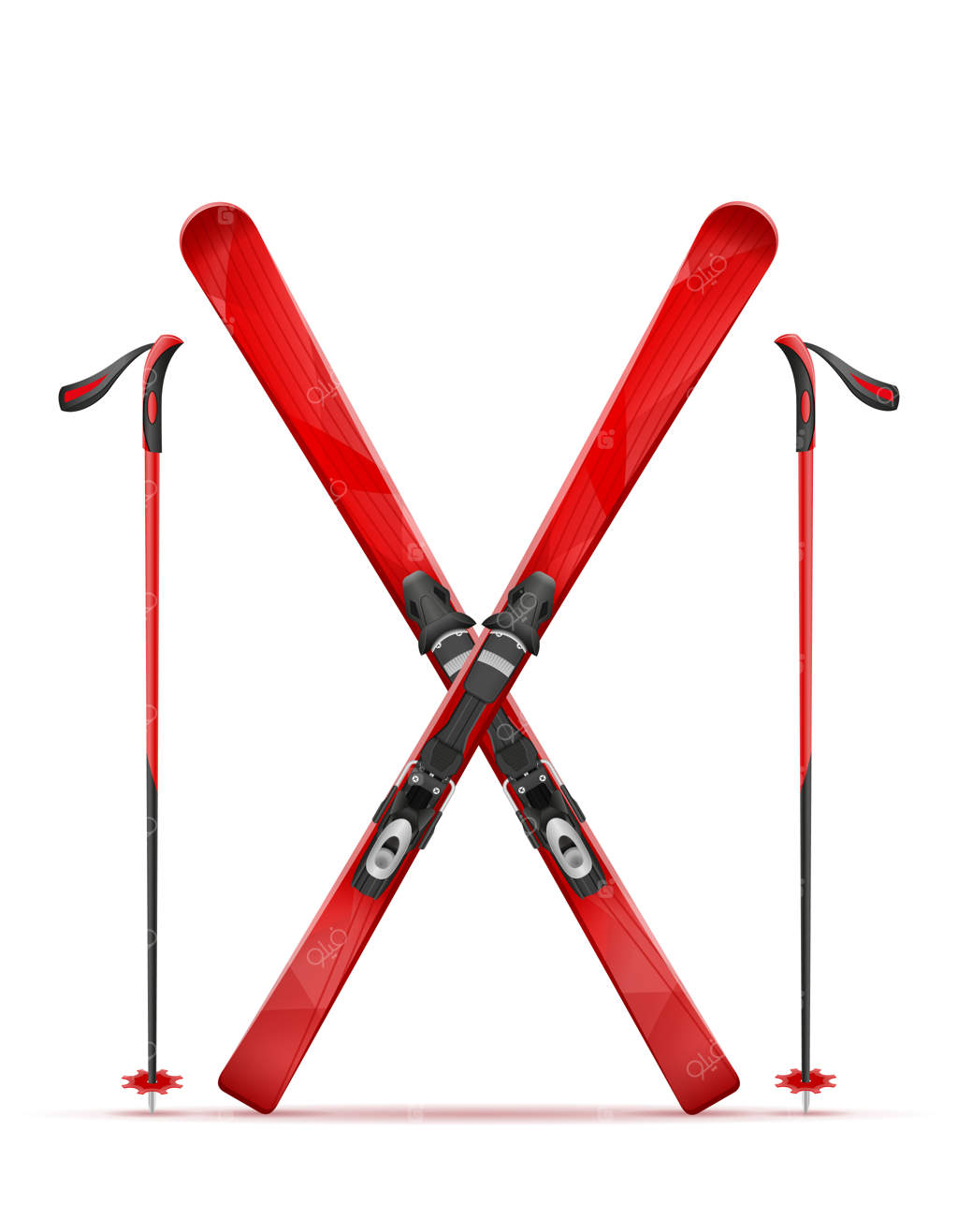 اسکی و چوب‌دستی در کوهستان