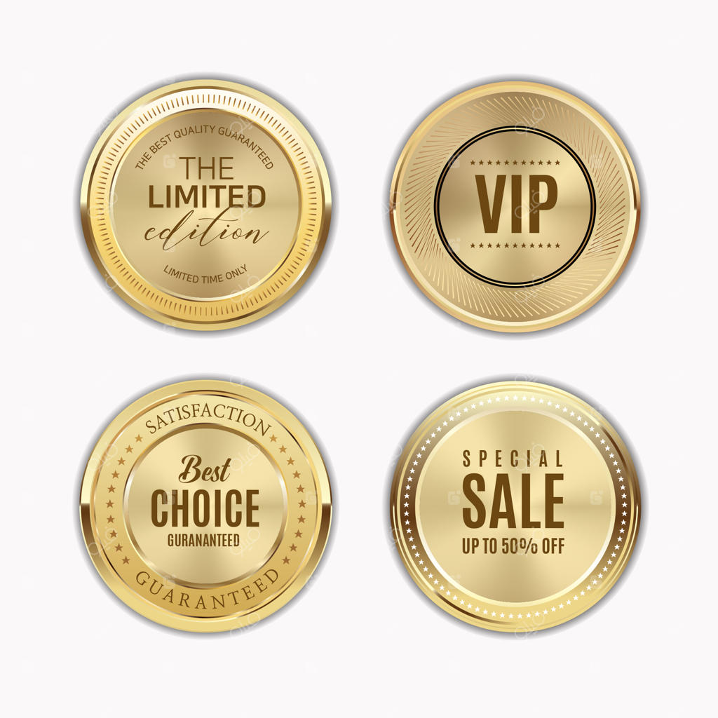 برچسب‌های طلایی با قاب طلایی روی زمینه بژ