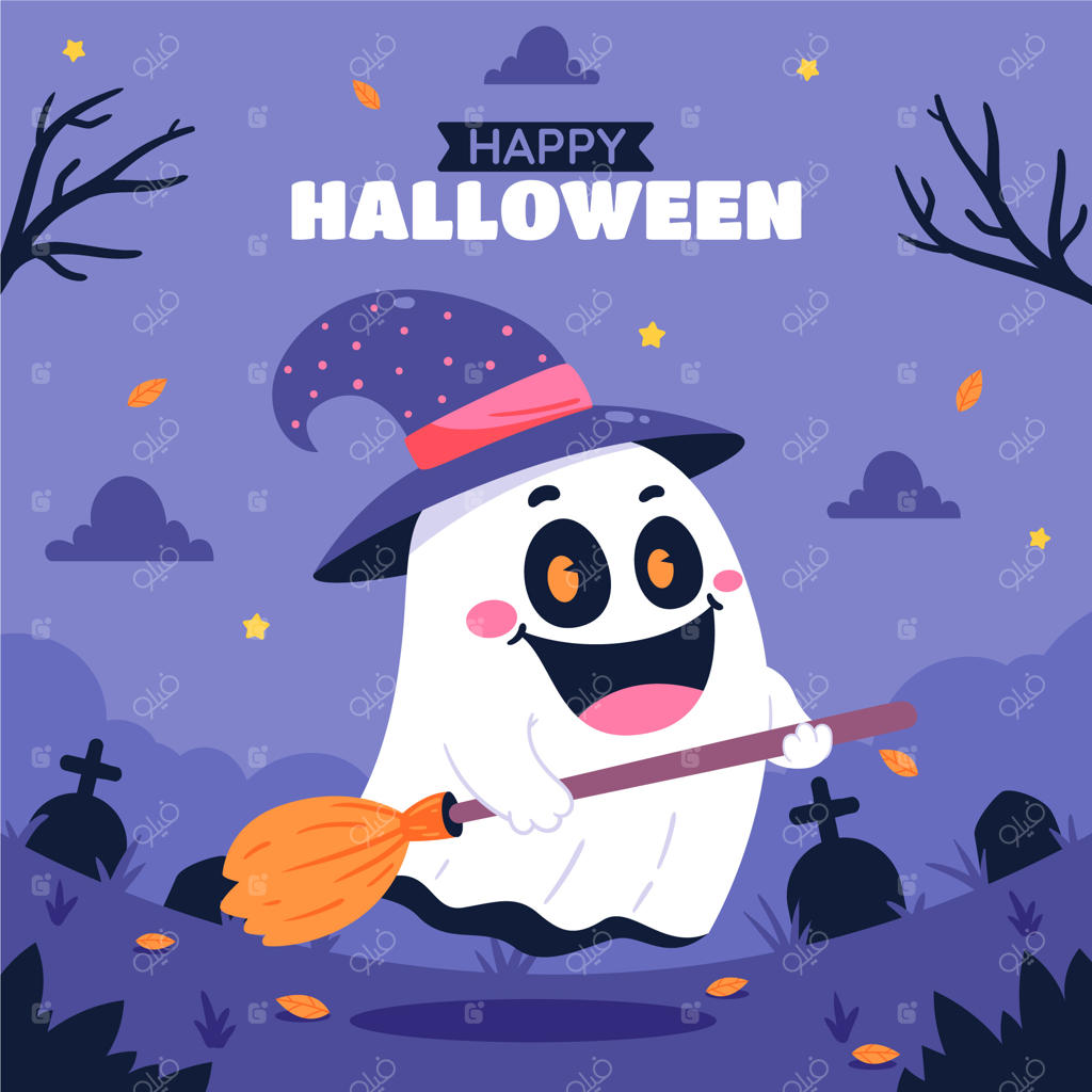 تصویرسازی تخت برای جشن فصل هالووین