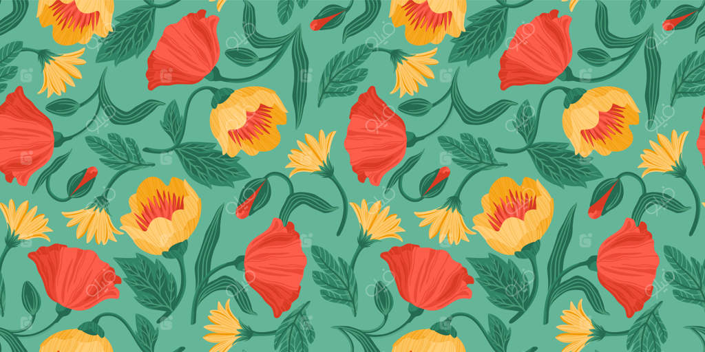 پترن یکپارچه گلدار: طراحی وکتور برای کاغذ، جلد، پارچه، دکور داخلی و استفاده‌های دیگر