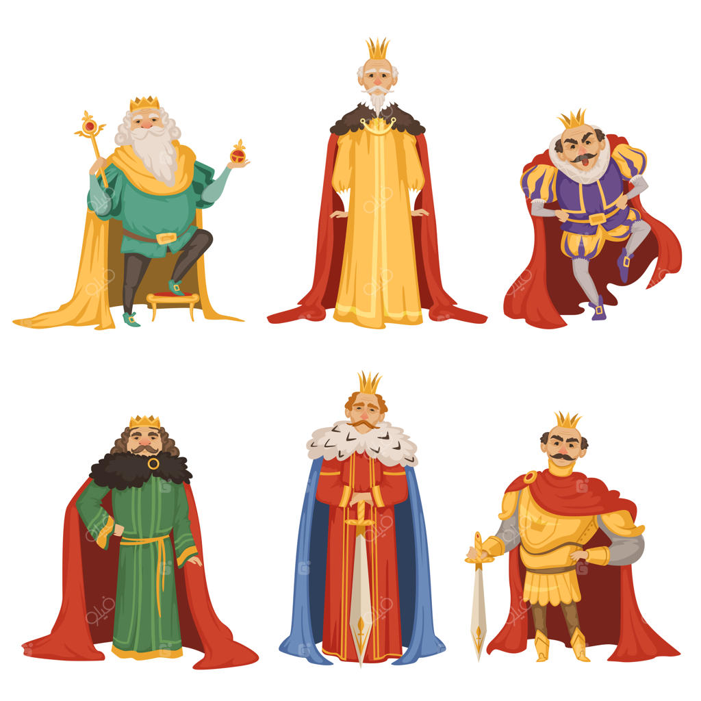 شخصیت‌های کارتونی شاه بزرگ در حالت‌های مختلف