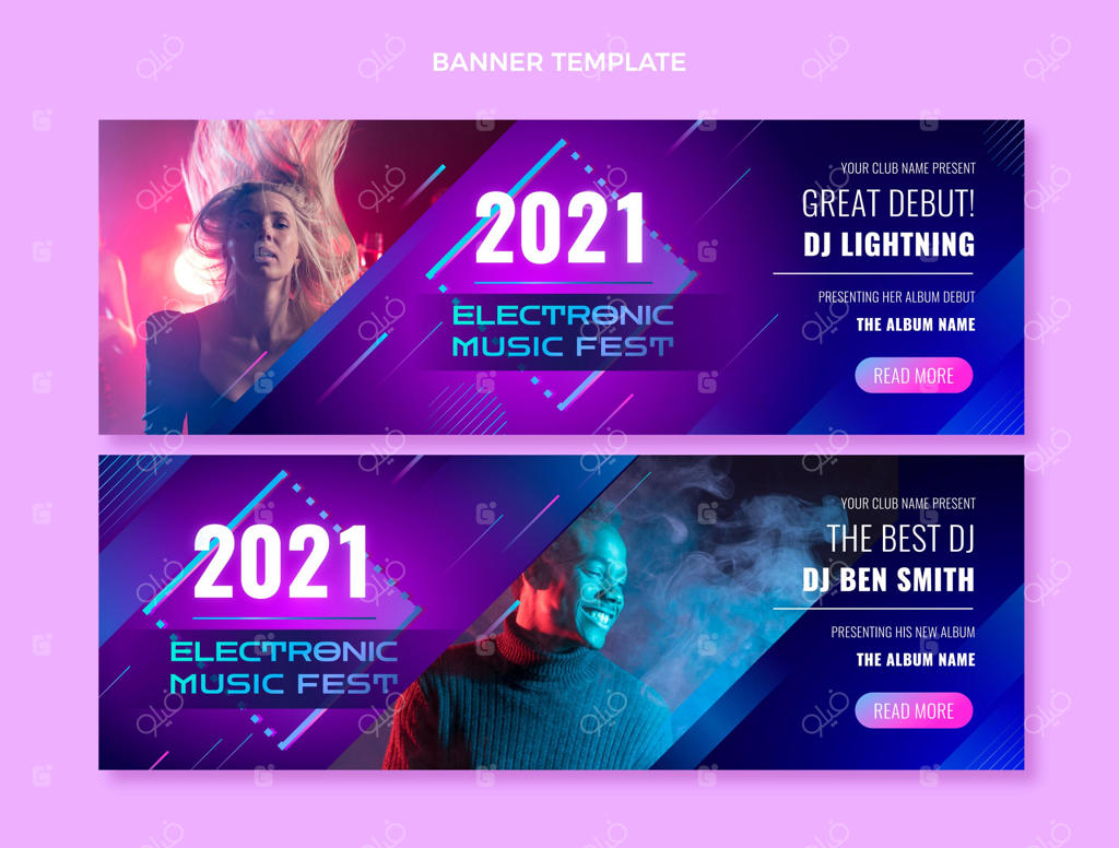 بنرهای رنگارنگ گرادینت برای جشنواره موسیقی