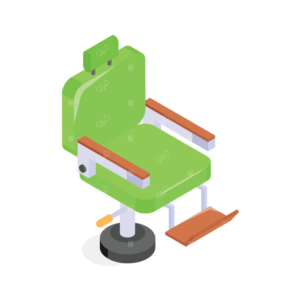 آیکون ایزومتریک صندلی آرایشگری قابل تنظیم برای خدمات کوتاهی و مدل‌دهی مو