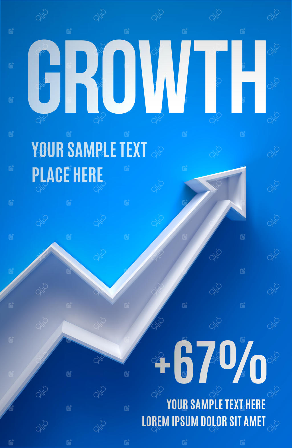 پیش‌ نمایش کسب‌وکار با رشد پیکان بر روی پس‌زمینه آبی