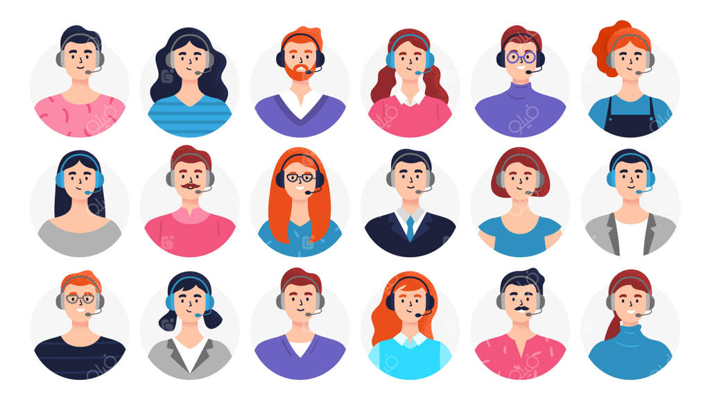 مجموعه‌ای از آواتارهای مرد و زن با هدست