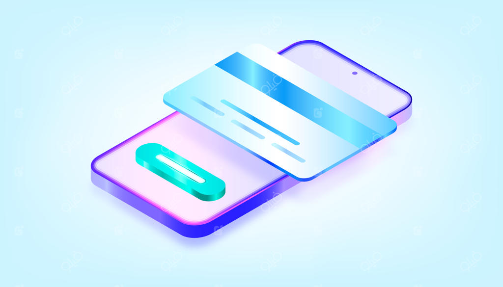 پرداخت آنلاین از طریق اپلیکیشن موبایل: تصویرسازی سه‌بعدی و گرادیانی