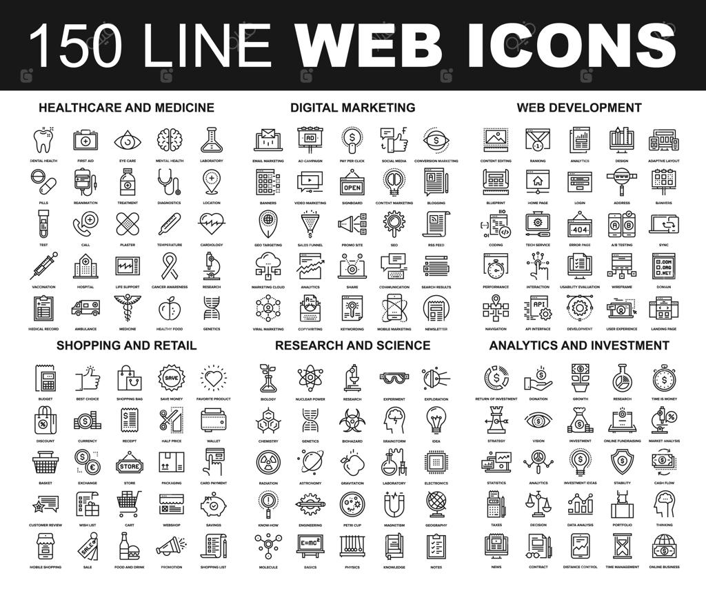 آیکون‌های خطی وب
