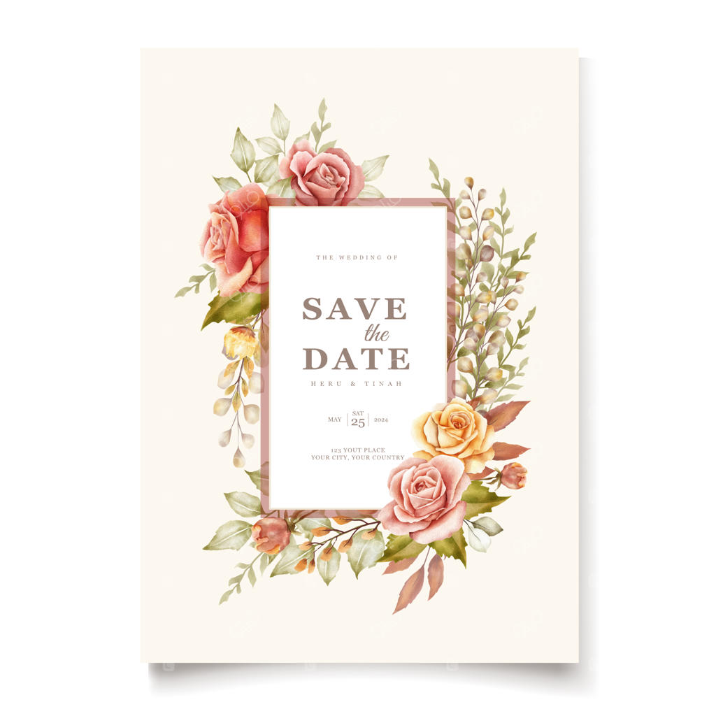 کارت دعوت گل‌آرایی آبرنگی پاییزی