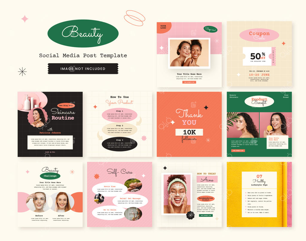 پکیج پست‌های شبکه‌های اجتماعی برای زیبایی