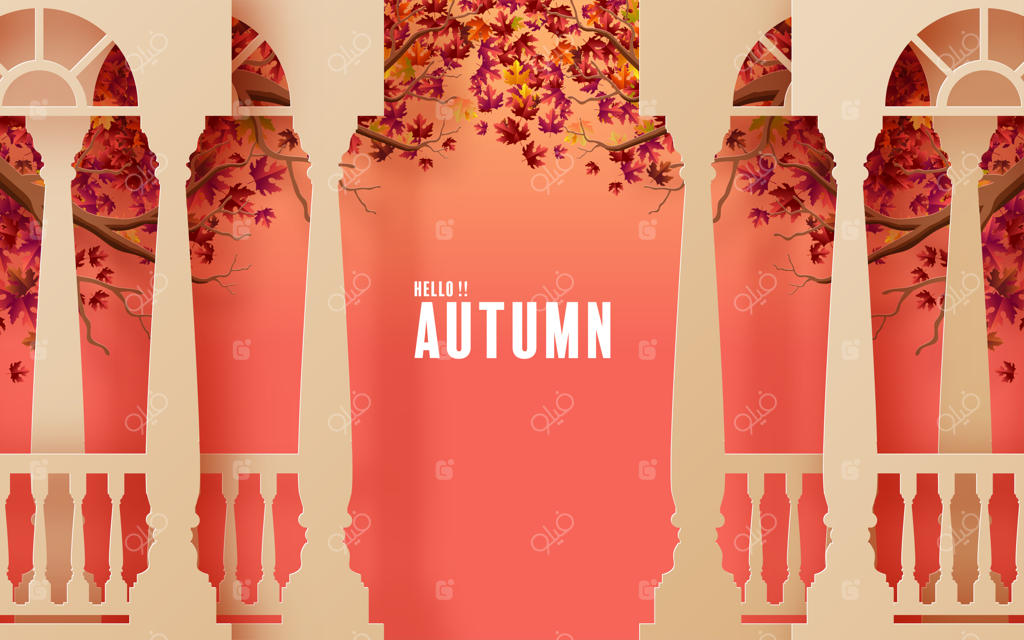 پس‌زمینه فصل پاییز با برگ‌های رنگارنگ پاییزی