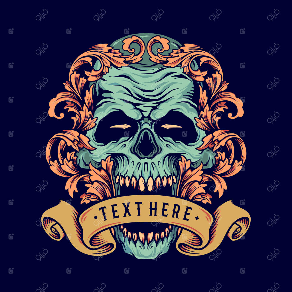 زینت جمجمه با طراحی بنر برای کالا و پوستر