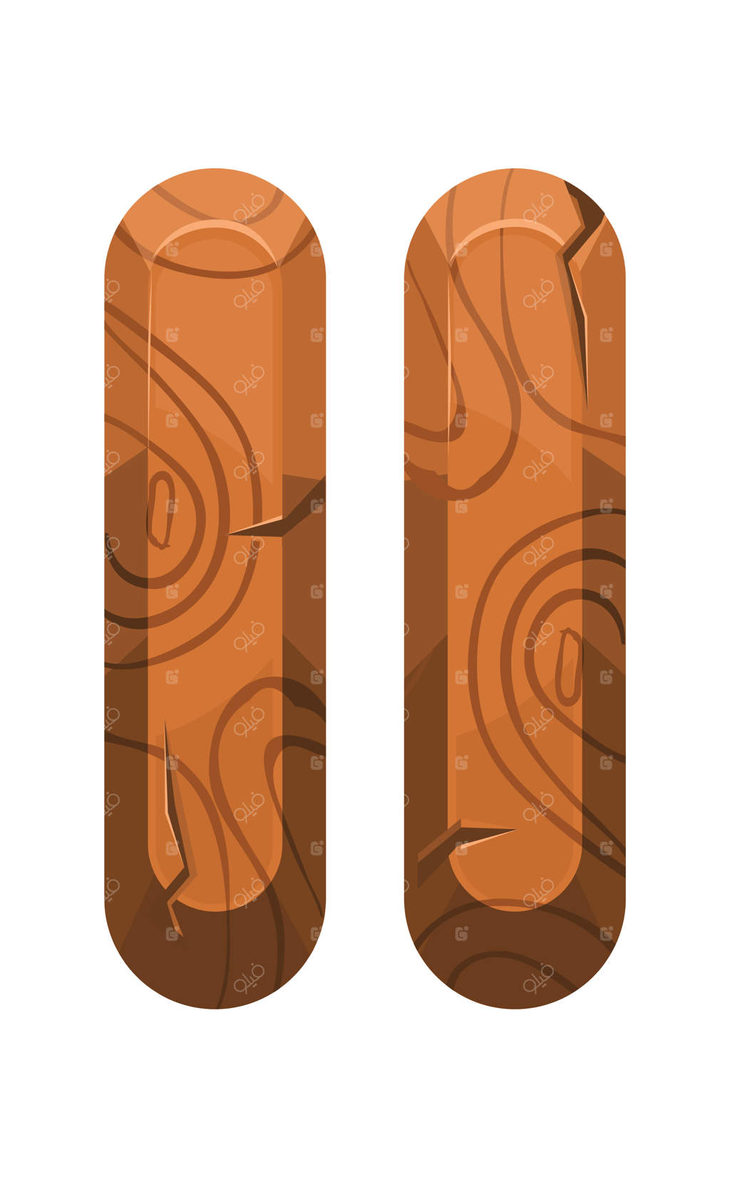 تابلوی مکث چوبی - دو چوب برای رابط رسانه ای، تصویر وکتور جدا شده بر روی پس زمینه سفید