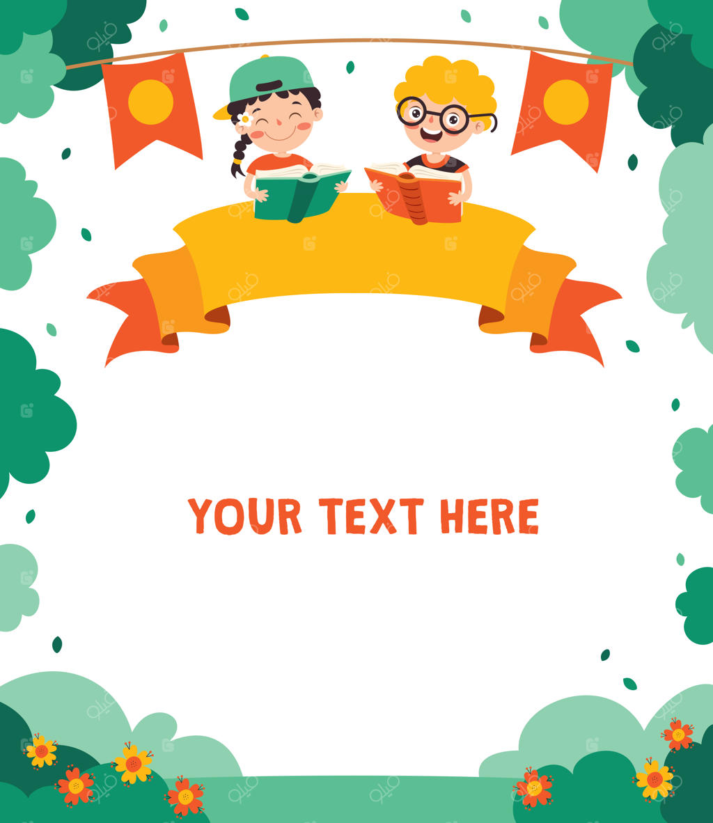 تصویرسازی کارتونی کودکان در حال کتاب خواندن