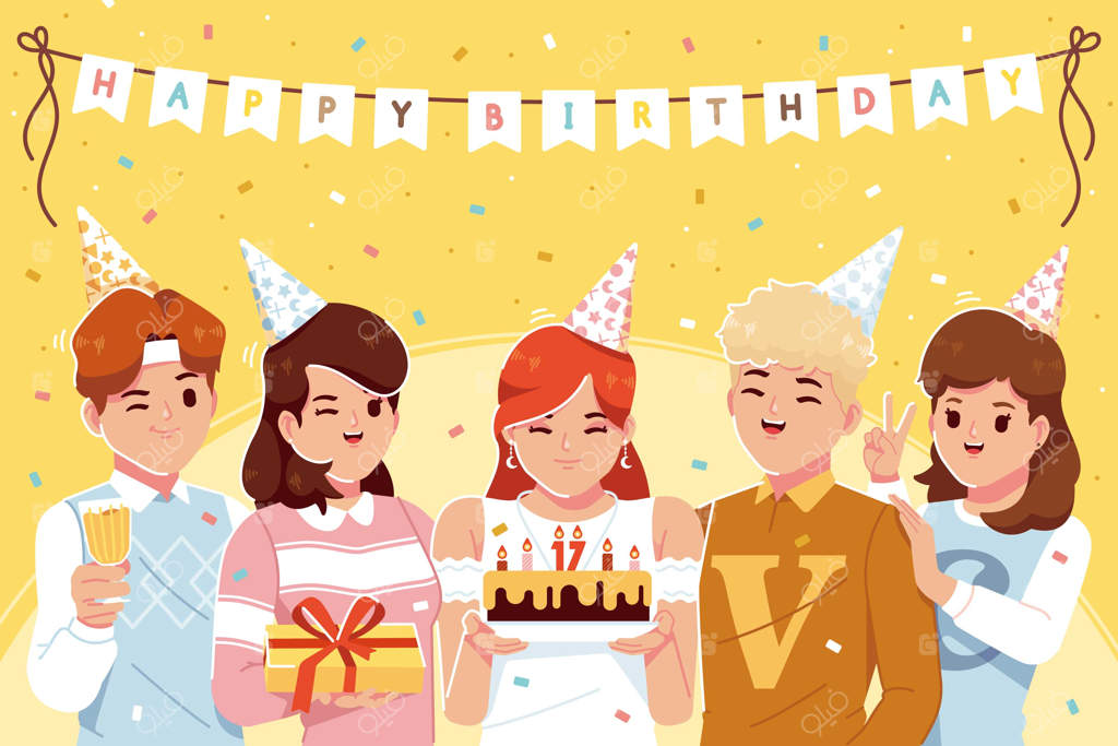 جشن تولد در پس‌زمینه‌ای شاد