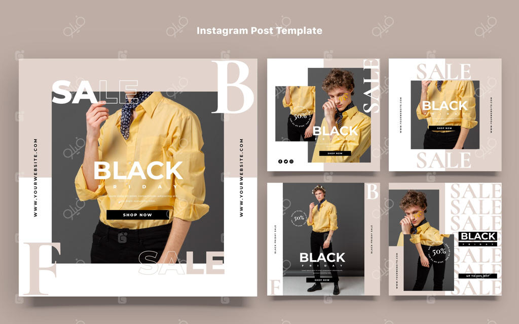 مجموعه پست‌های اینستاگرام برای جمعه سیاه ساده و شیک