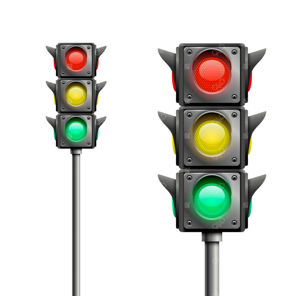 چراغ راهنمایی روی زمینه سفید - تصویر وکتور