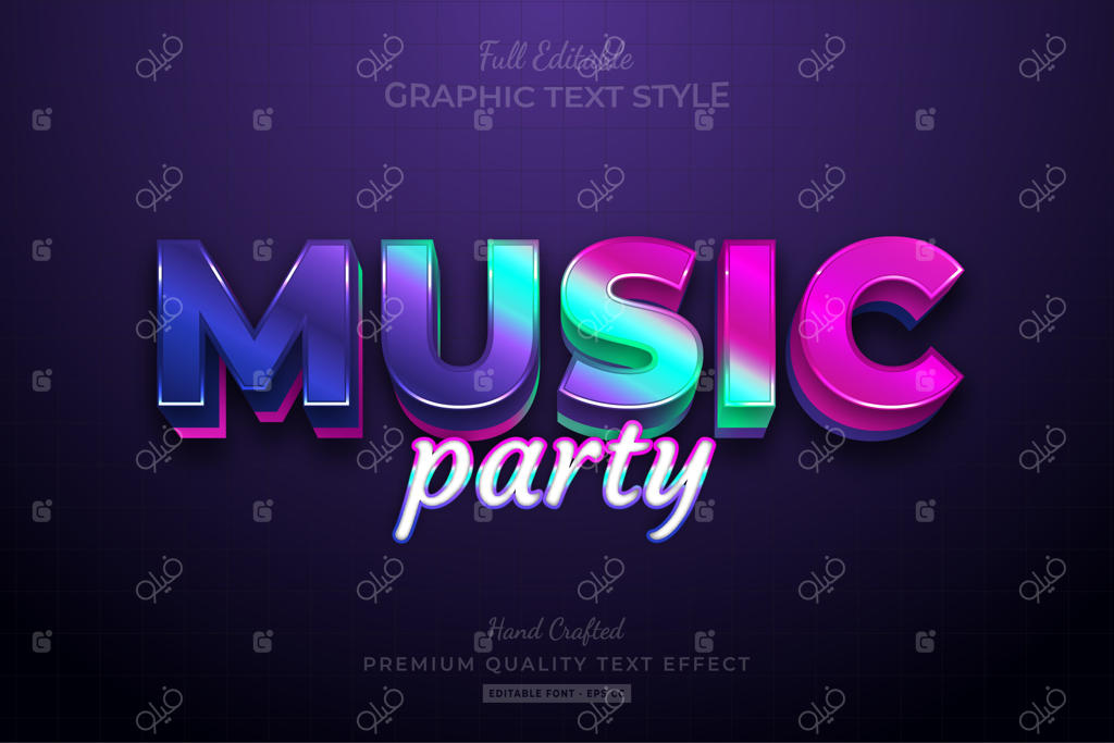 افکت متنی قابل ویرایش و پریمیوم سبک فونت برای مهمانی موسیقی