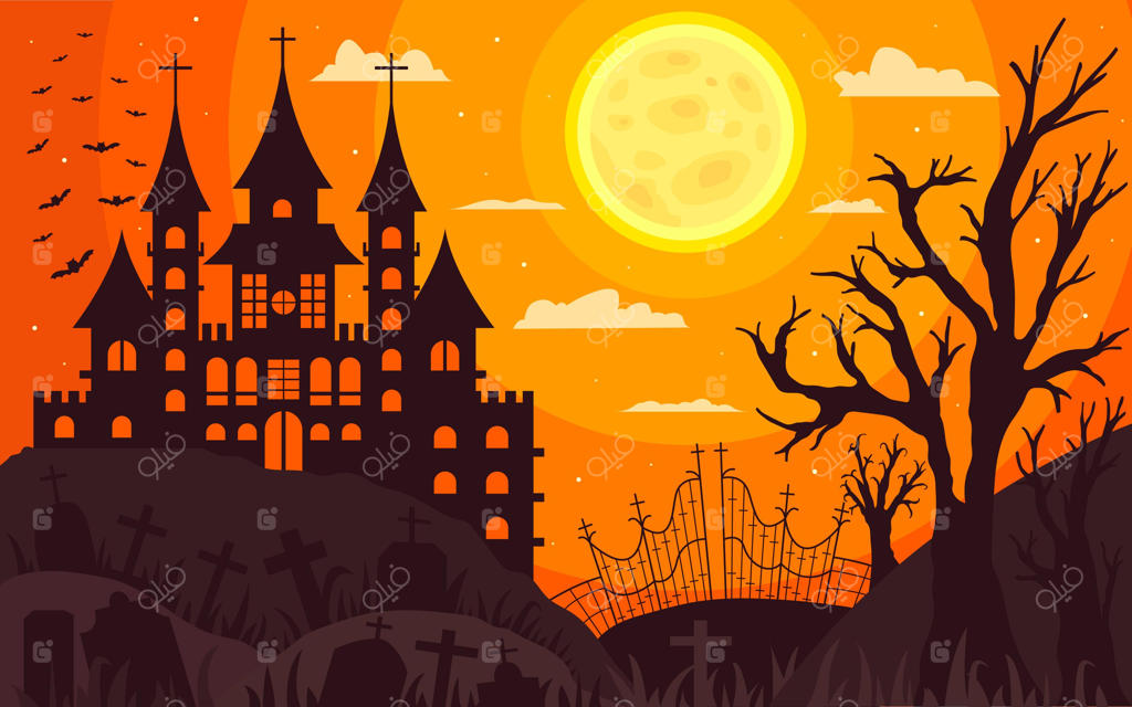 پس‌زمینه‌ی ترسناک هالووین با طراحی تخت