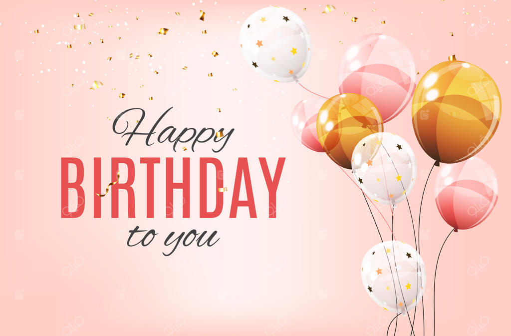 تصویر تبریک تولد با بادکنک‌های رنگی و براق