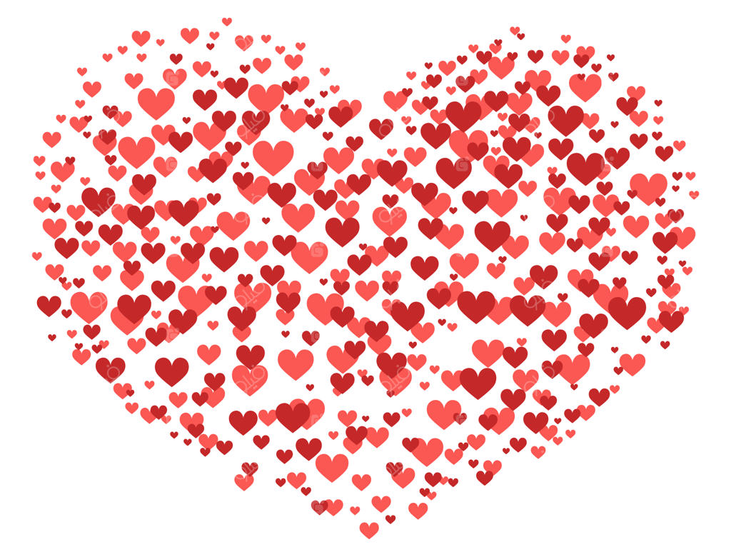 قلب بزرگ روی زمینه سفید از قلب‌های کوچک - وکتور