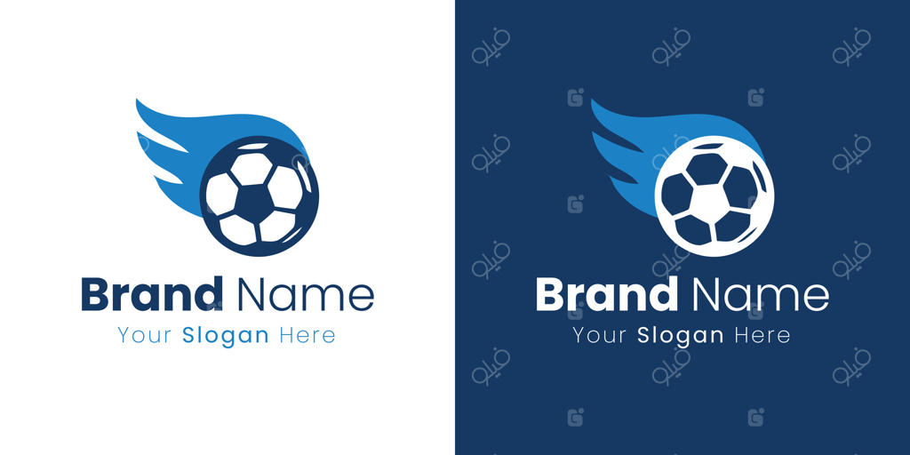 لوگوی مدرن و جسورانه توپ فوتبال با طرح خطوط حرکتی