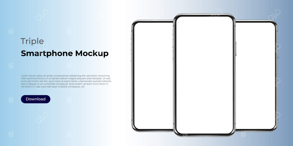 ماکت نمایشی سه‌گانه واقع‌گرایانه قالب گوشی هوشمند.