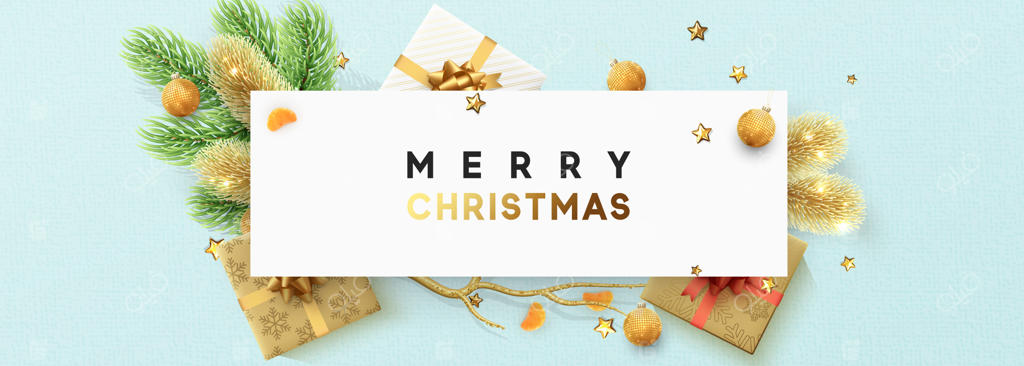 کریسمس مبارک و سال نو پر برکت. بنر و پوستر کریسمس آبی. طراحی تعطیلات با اشیاء تزئینی سه‌بعدی واقعی. پس‌زمینه جشن کریسمس. تصویر برداری وکتور