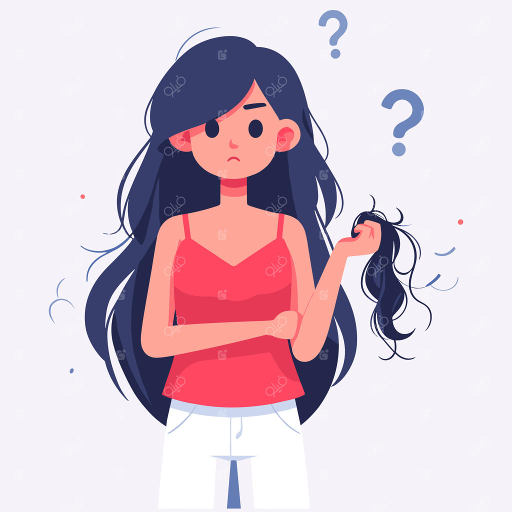 تصویرسازی وکتور زن در حال بررسی ریزش مو