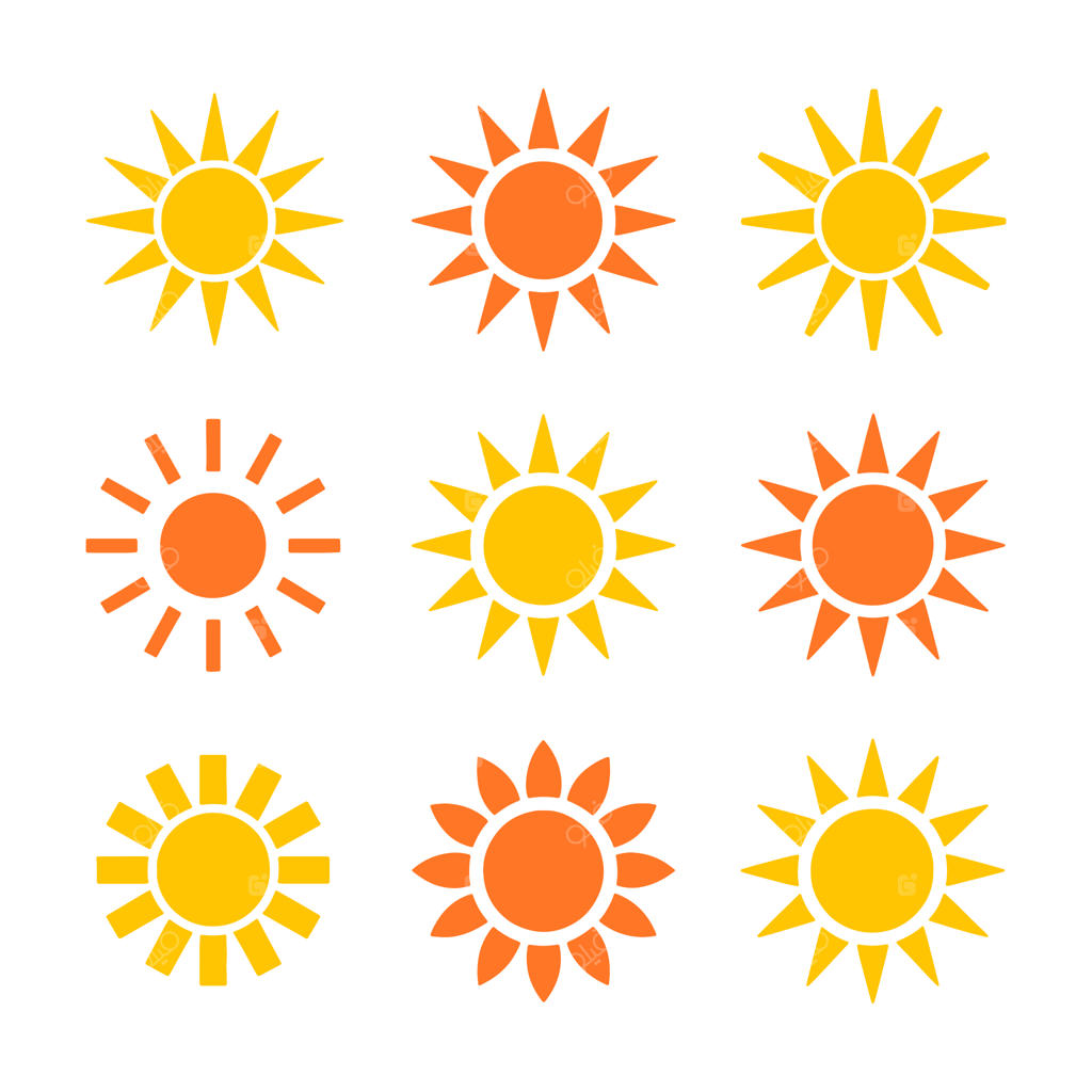 مجموعه آیکون‌ها و نمادهای مختلف خورشید