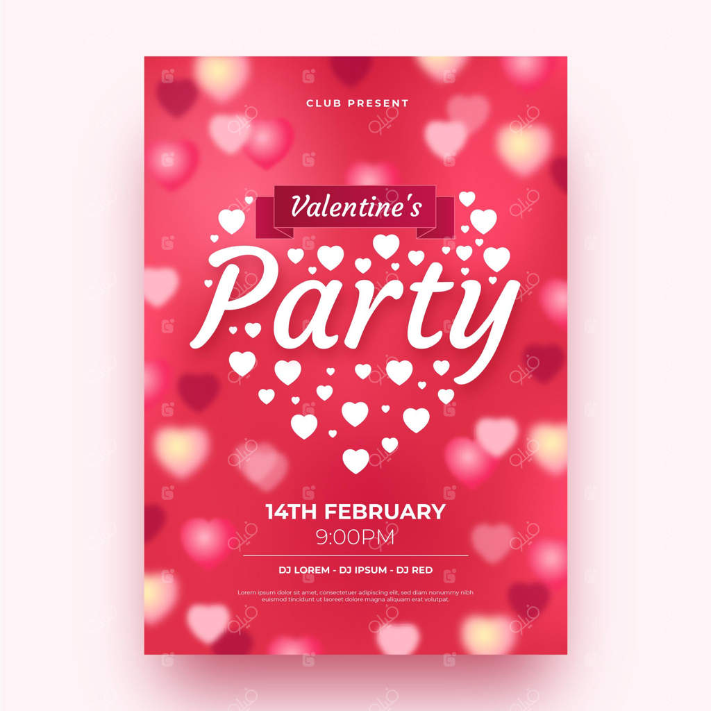 قالب پوستر مهمانی روز ولنتاین با افکت محو