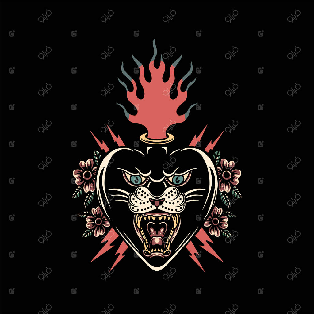 طرح وکتور تاتو قلب هیولا