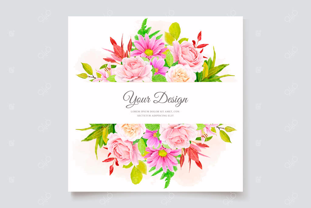 طراحی کارت عروسی با تزیینات گلدار