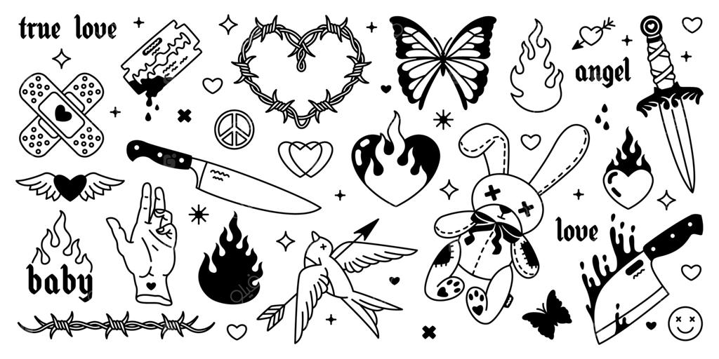 مجموعه خالکوبی Y2K، هنر مدرن انتزاعی و رترو پرطرفدار